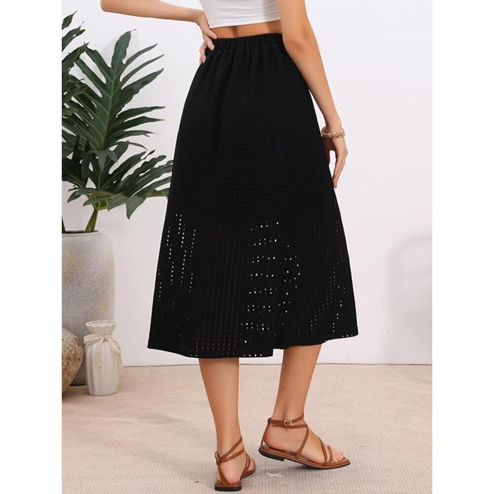High Waist Eyelet Beach Midi Skirt, 7E-199B004 - Picture 2 of 3